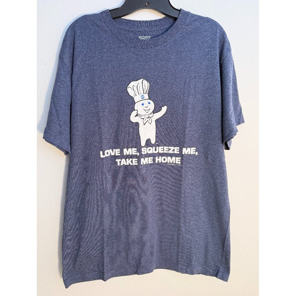 Pillsbury Doughboy "Love Me, Squeeze Me" Heather Blue Graphic Tee - Size Large
